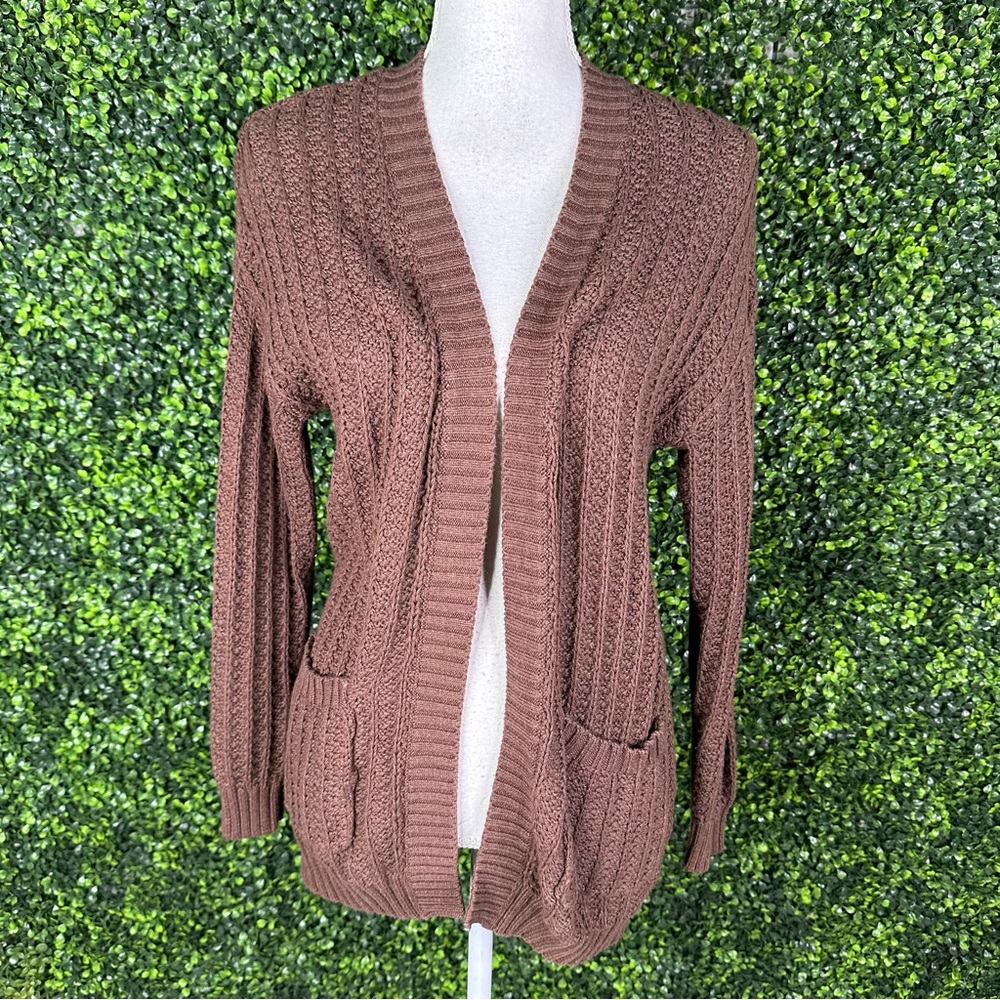 EUC American Eagle Chocolate brown knit open front‎ cardigan Cozy